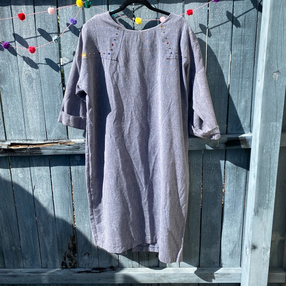 1980s Gray Gem Dress